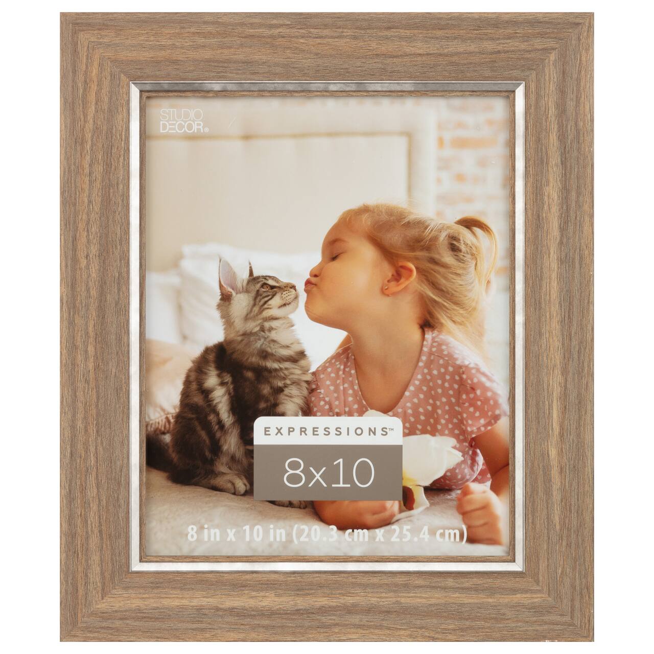 Expressions™ 8" x 10" Faux Wood with Silver Inner Frame by Studio Décor®